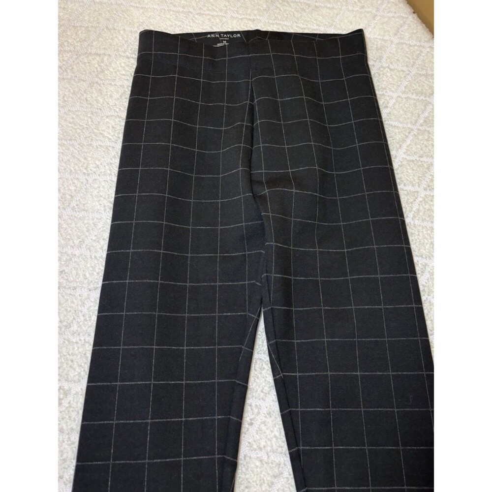 NEW Ann Taylor Factory Black Plaid Stretch Pull On Pants Women’s Size Medium - Picture 3 of 15